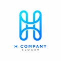 Letter H logo with curved style and gradient color