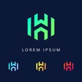 Letter H logo design template elements, initial H Font Icon inside Polygon shape, H Alphabet Monogram