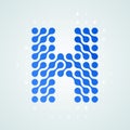 Letter H logo modern halftone icon. Vector flat letter H sign futuristic blue dot line liquid font trendy digital design