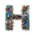 Letter H made of electronic components Royalty Free Stock Photo