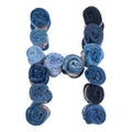 Letter H made of jeans roll