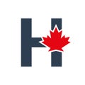 Letter H Maple Leaf Logo Template Symbol of Canada. Minimal Canadian Logo Business and Company Identity