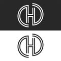 Letter H monogram logo, creative smooth parallel lines design element, stylish circle shape emblem