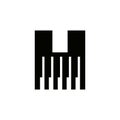 Letter H Musician Symbol, Piano Logo Icon Vector Template On White Background