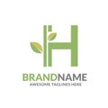 Letter h with natural green leaf logo Royalty Free Stock Photo