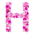 Letter H from orchid flowers isolated on white with Royalty Free Stock Photo