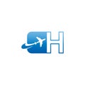 Letter H with plane logo icon design vector Royalty Free Stock Photo