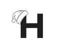 Letter h with santa claus hat. element for Christmas and New Year alphabet design. isolated vector image Royalty Free Stock Photo