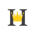 Letter h simple geometric king crown logo vector