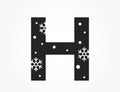 Letter h with snowflake and snow. element for Christmas, new year and winter design Royalty Free Stock Photo