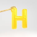 Letter H uppercase. Honey font with dipper isolated on white background