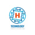 Letter H - vector business logo template concept illustration. Electronic technology creative sign.