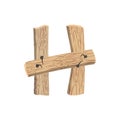 Letter H wood board font. plank and nails alphabet. Lettering of