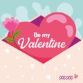 Letter with a heart shape and a flower Valentine day Vector Royalty Free Stock Photo