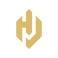 Letter HJ or JH logo geometric hexagon, flat vector logo design, isolated on white background