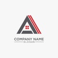 Letter A and Home Logo. Abstract Vector Design Royalty Free Stock Photo