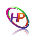 letter HP logotype design for company name colorful swoosh. vector logo for business and company identity