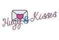 Vector Cartoon Illustration Of Hugs & kisses Text