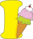 Letter I with a an Ice Cream Cone