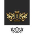 Letter I Griffin Heraldic elegant King Logo