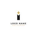 Letter I logo template design. pole with sparkle star symbol vector illustration Royalty Free Stock Photo