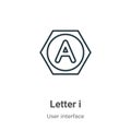 Letter i outline vector icon. Thin line black letter i icon, flat vector simple element illustration from editable user interface Royalty Free Stock Photo