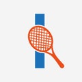 Letter I Padel Tennis Logo. Padel Racket Logo Design. Beach Table Tennis Club Symbol