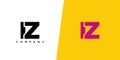 Letter I and Z, IZ logo design template. Minimal monogram initial based logotype