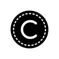 Black solid icon for Letter, alphabet and copyright