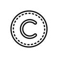 Black line icon for Letter, alphabet and copyright Royalty Free Stock Photo