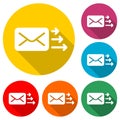 Letter icon, Send email message, color icon with long shadow