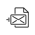 Black line icon for Letter, sheet and document