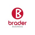 Letter Initial B for Brader in Red Circle Round Logo Design Template Royalty Free Stock Photo