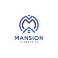 Letter Initial Monogram M or MM for Mansion Logo Design Template