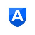 Letter A inside a blue shield. good for any business related to security or defense company