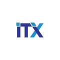 letter itx simple blue link geometric lines logo vector Royalty Free Stock Photo