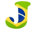 Letter J of the alphabet - Flag of Brazil. White background