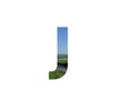 Letter J of the alphabet made with landscape