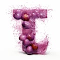 Playful Water Splash Letter T In Cranberrycore Style