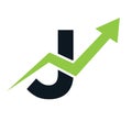 Letter J Financial Logo. Finance and Financial Investment Development Logo Template Concept with Business Growth Arrow