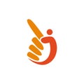 letter j fingers hand logo icon