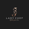 Letter J Lady Chef, Initial Beauty Cook Logo Design Vector