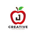 Letter J logo in fresh Apple Fruit with Modern Style. Brand Identity Logos Designs Vector Illustration Royalty Free Stock Photo