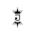Letter J logo template king crown illustration vector design Royalty Free Stock Photo