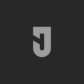 Letter J logotype monogram, black and white thin parallel lines art stylish logo design