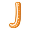 Letter J made from glazed gingerbread