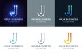 Letter J minimal logo icon design. Vector template graphic elements. Technology, digital interfaces, hardware and engineering