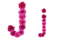 Letter j of roses