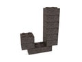 Letter J from rusty metal toy bricks