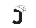 Letter j with santa claus hat. typography element for Christmas and New Year design. isolated vector image Royalty Free Stock Photo